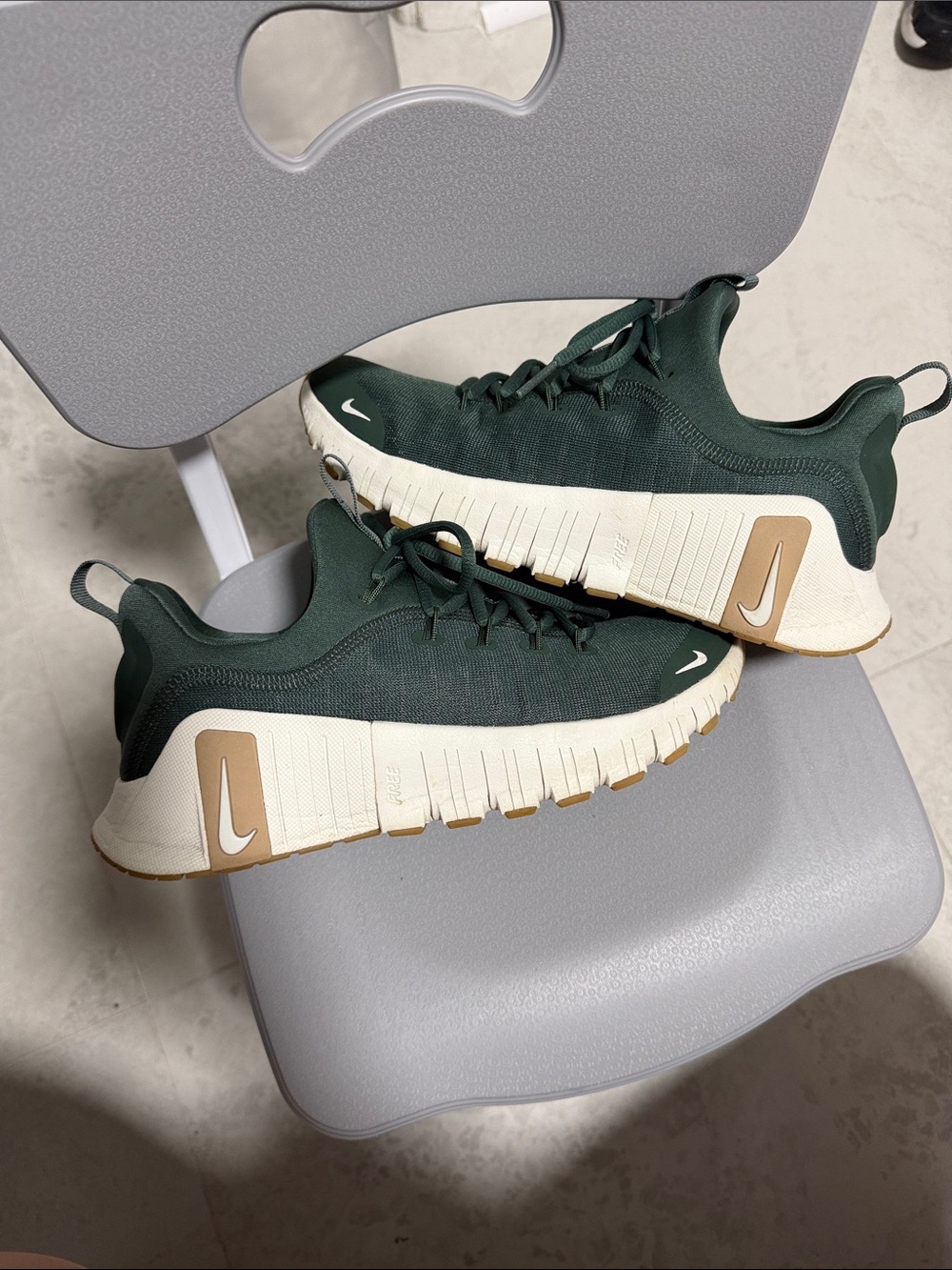Nike Green Knit Sneakers with Cream Midsole and Tan Outsole Metcon